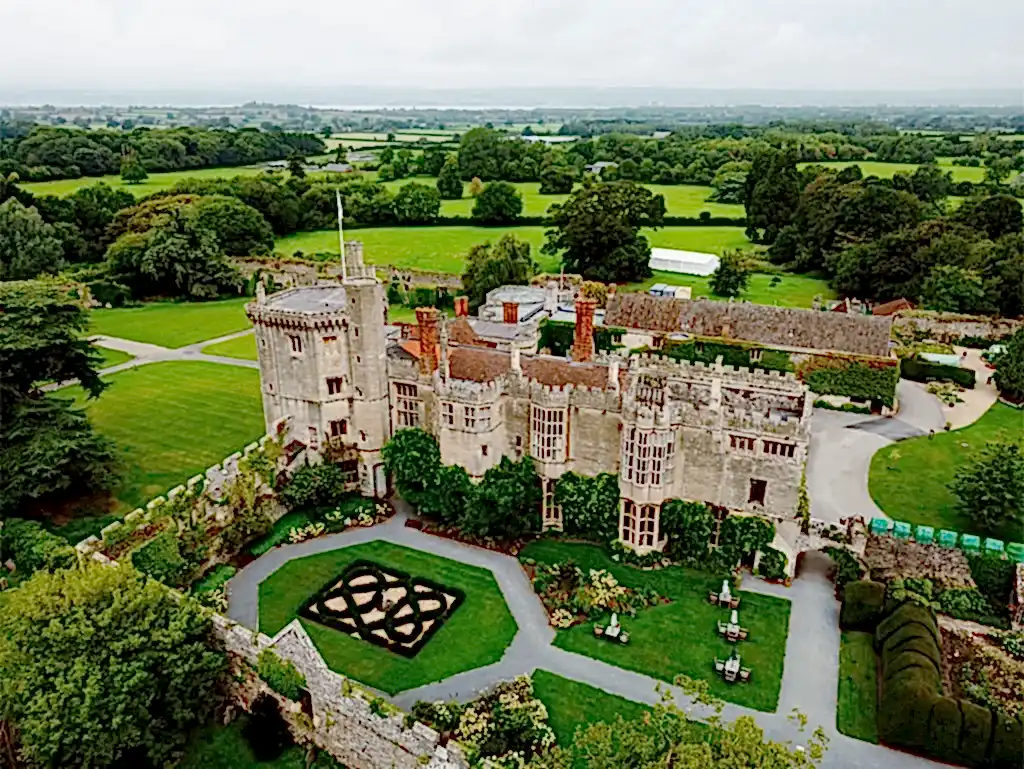thornbury castle wedding venue aerial photograph