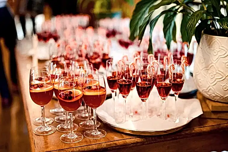 winter wedding drinks ready on the table