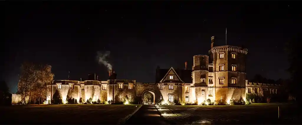thornbury castle wedding venue at night