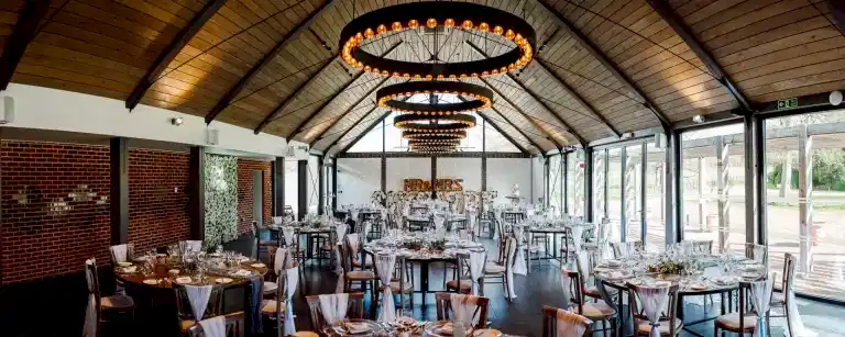 wedding breakfast room captured by a wiltshire wedding videographer at syrencot