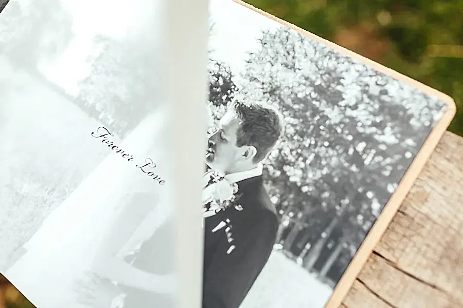wedding page detail with translucent page